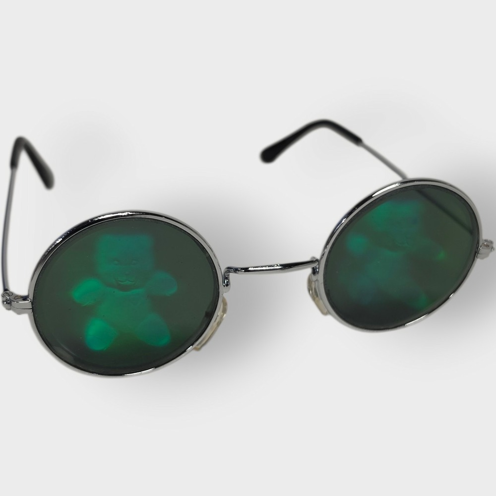 NEW 90s ROUND TEDDY BEAR Hologram Sunglasses, Unworn Original Vintage Glasses